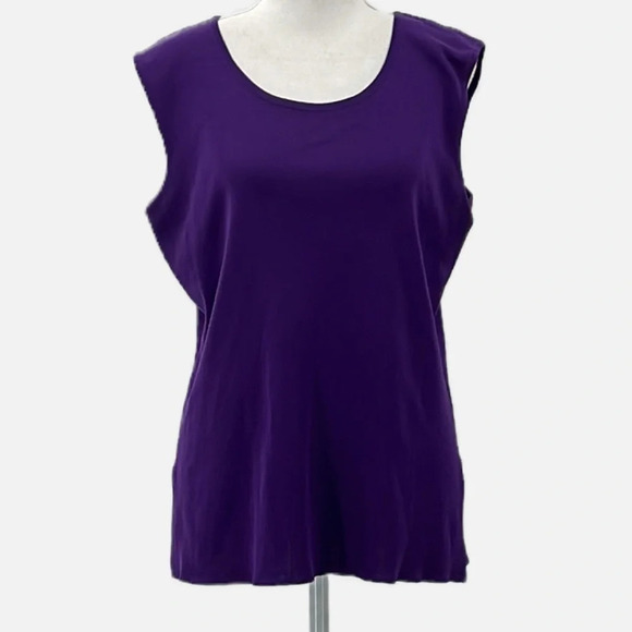 Misook Classic Knit Tank Top Scoop Neck Side Slit in Purple - Size Medium - Picture 3 of 7